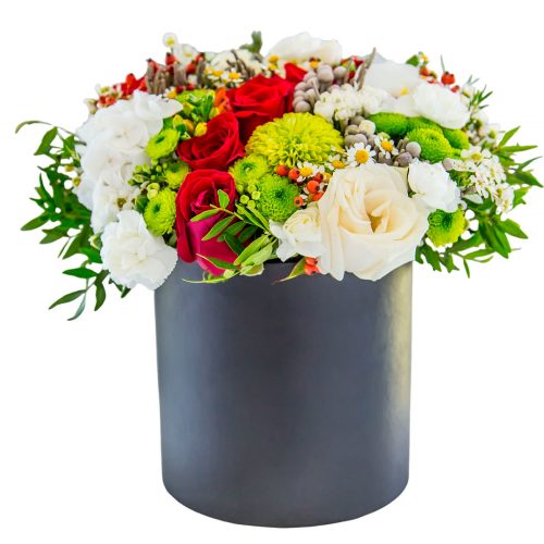 Цветы в шляпной коробке «Жасмин»