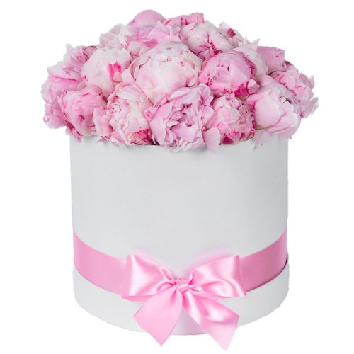 Цветы в шляпной коробке «Розовое облако»