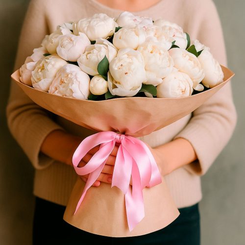 Букет пионов «Белоснежная мечта»